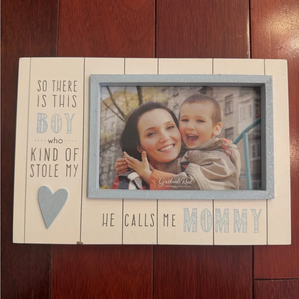 Blue and White Son and Mom Picture Frame
